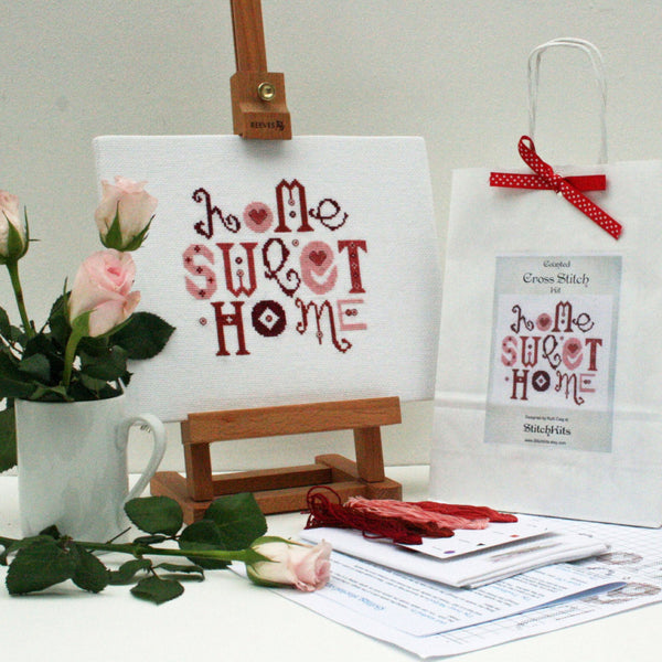 Red Home Sweet Home Cross Stitch - StitchKits Crafts