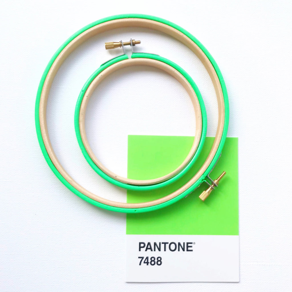 Fluorescent green Pantone embroidery hoops for haloween crafts