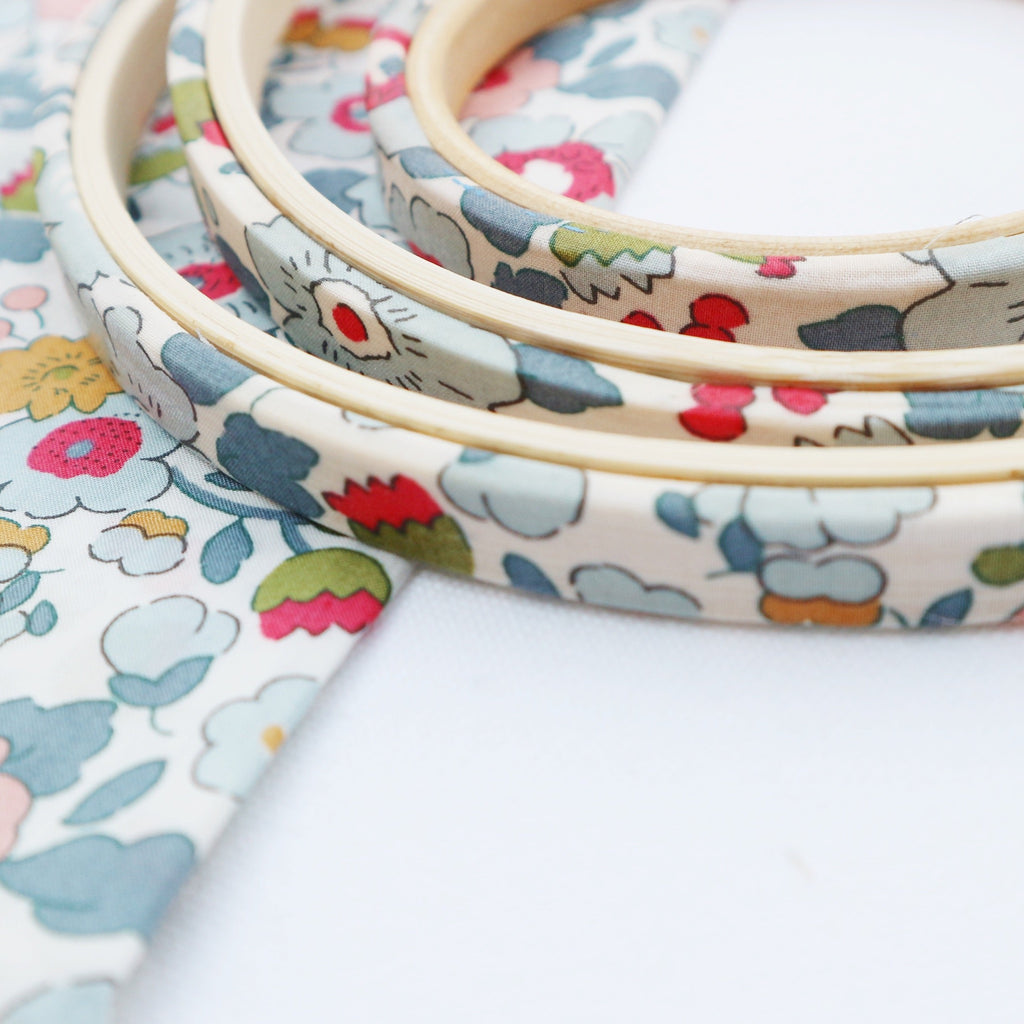 Betsy P Liberty Fabric Tana Lawn covered Embroidery hoops - StitchKits Crafts