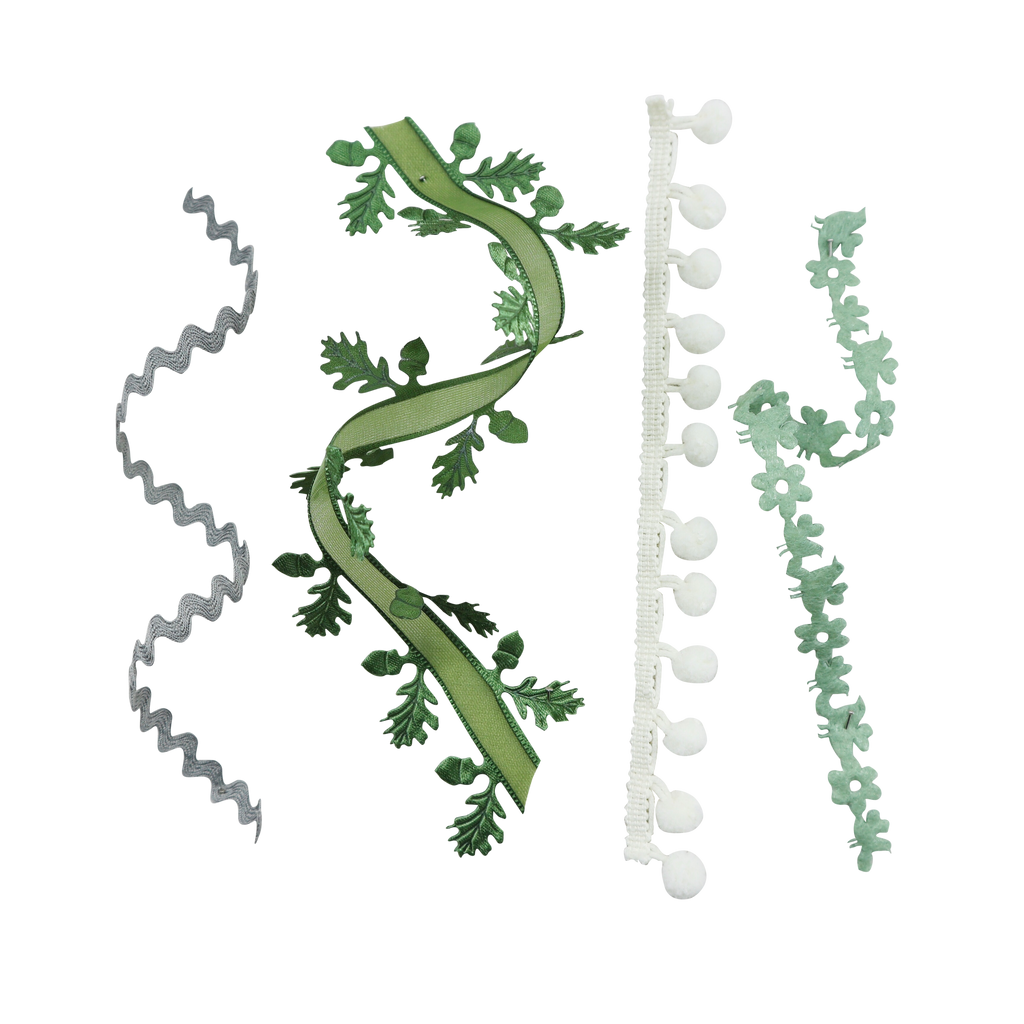 green leaf ribbon collection with cutout background