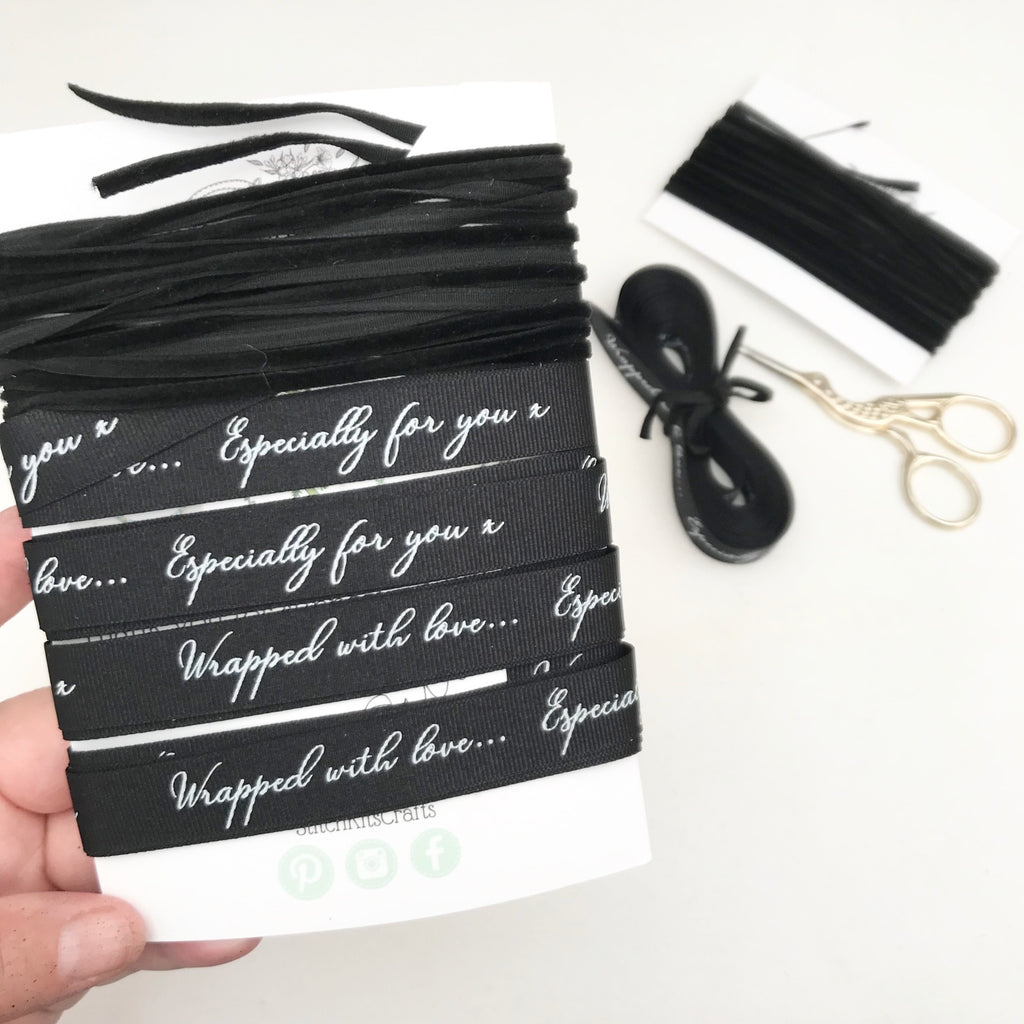 Black, luxury gift wrapping ribbons