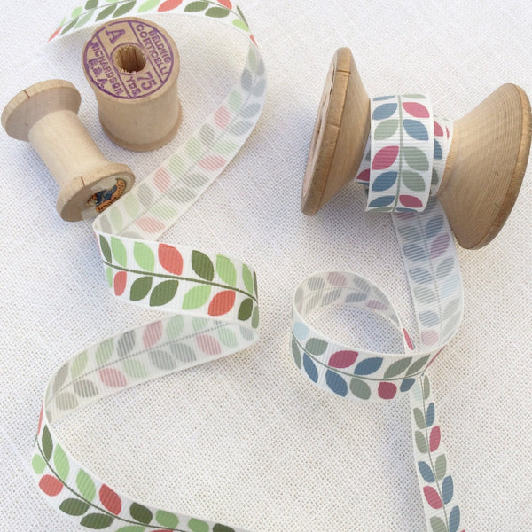 Modern Leaf Grosgrain Ribbon - StitchKits Crafts