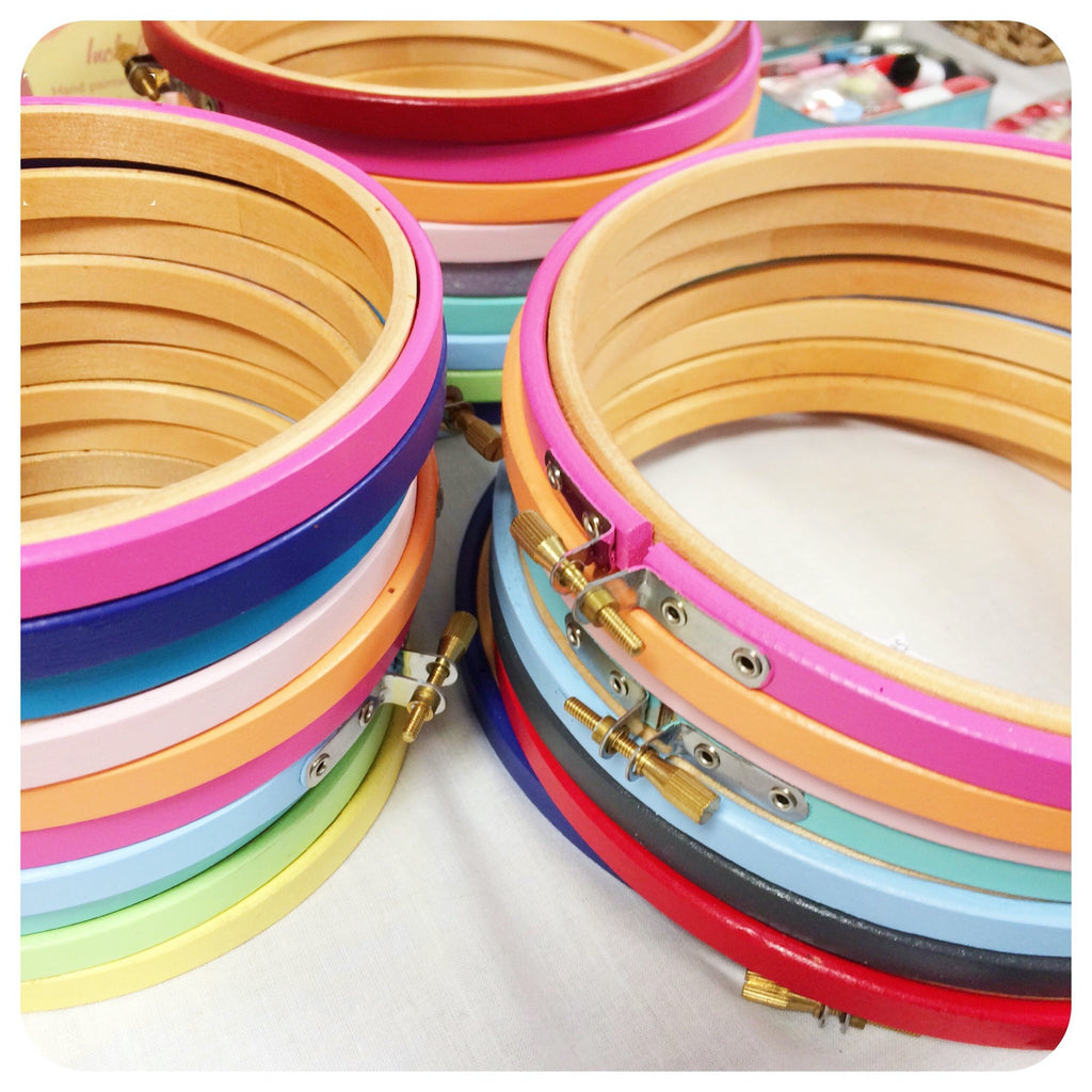 Cerise Pink Painted Embroidery Hoops - StitchKits Crafts