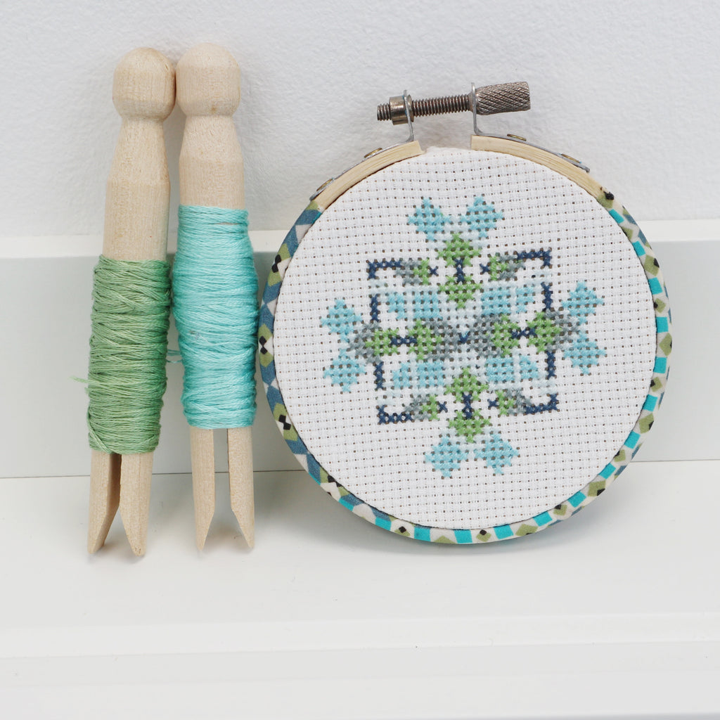 3 Inch Geometric Cross Stitch Wall Hanging Kit - StitchKits Crafts