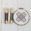 Geometric Cross Stitch Kit with 4inch Purple Embroidery Hoop Frame - StitchKits Crafts