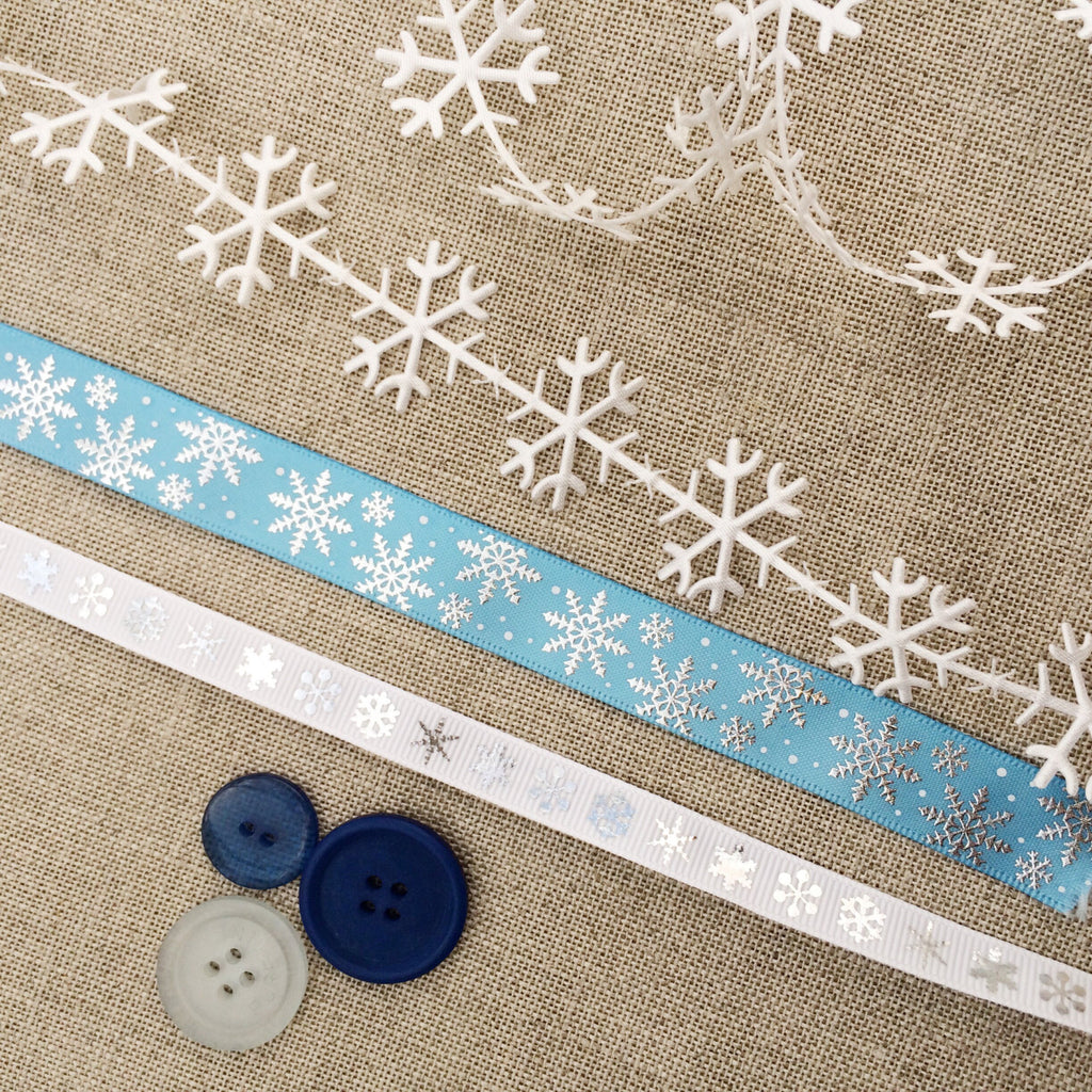 White Cutout Snow Flake Ribbon Collection - StitchKits Crafts