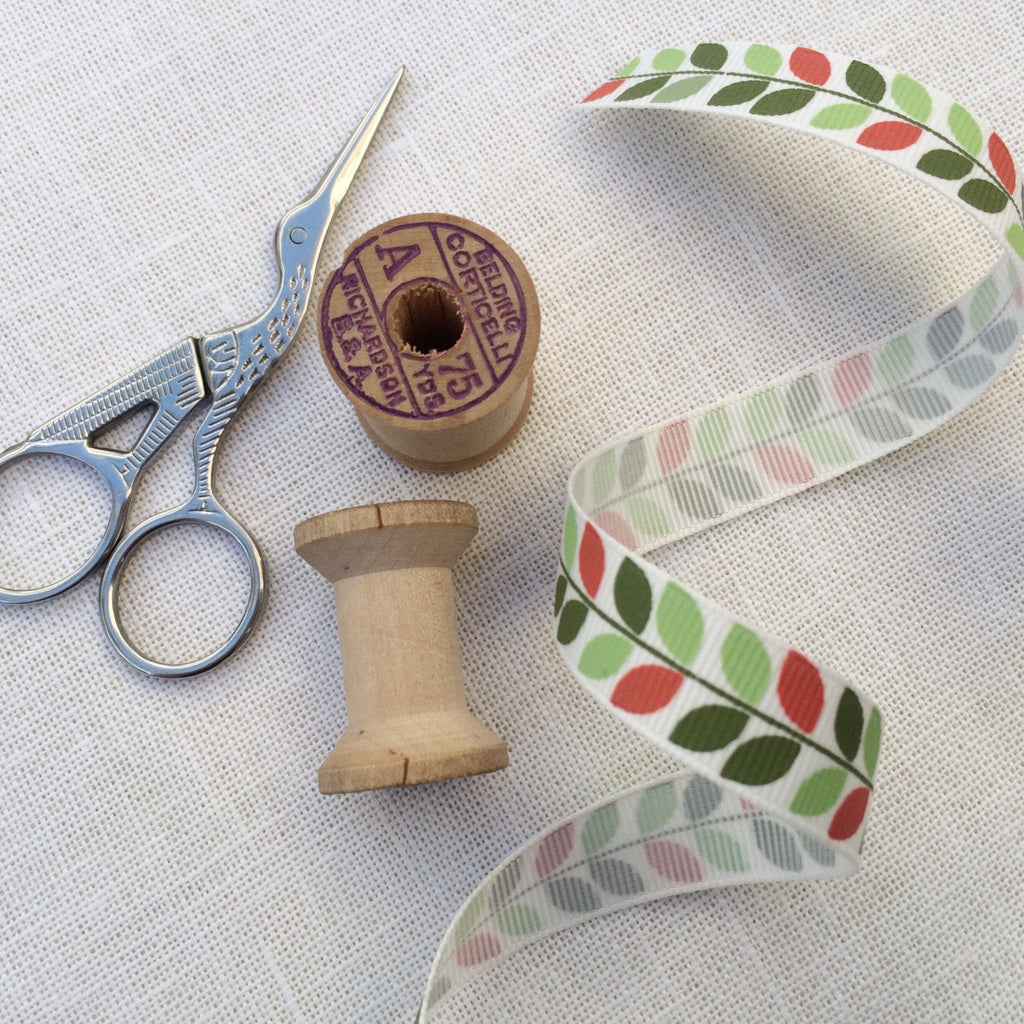 Modern Leaf  Grosgrain Ribbon - StitchKits Crafts