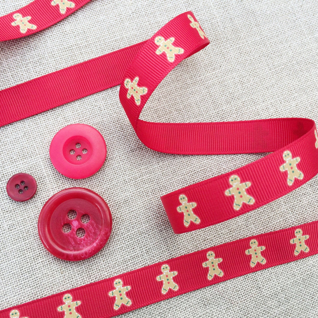 Fox and gingerbread Grosgrain Ribbon - StitchKits Crafts