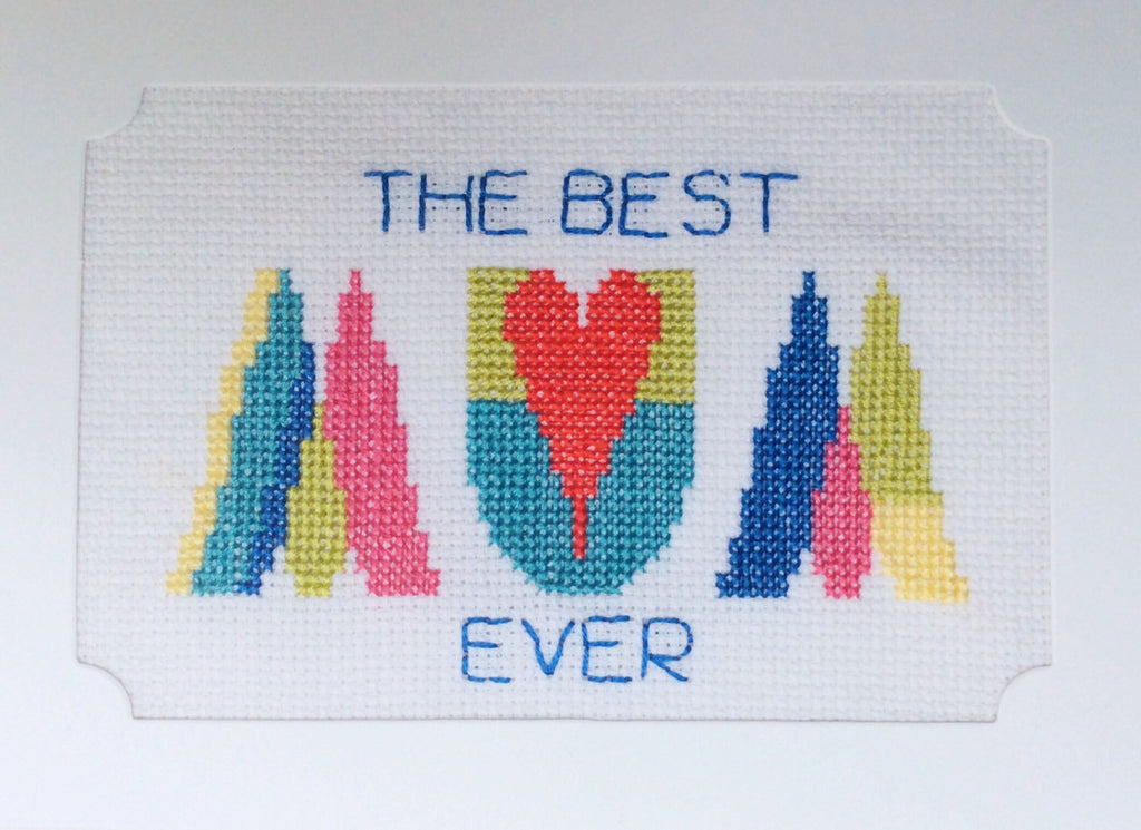 Geometric Mothers Day Card Cross Stitch Kit - StitchKits Crafts
