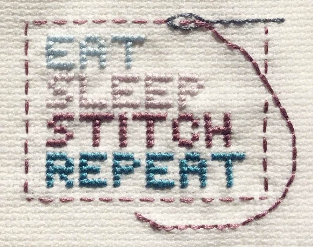 Mini Cross Stitch Kit. Eat, Sleep, Stitch, Repeat - StitchKits Crafts