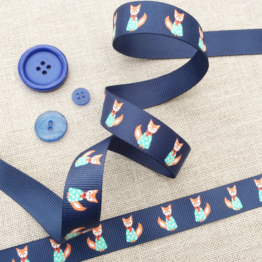 Fox and gingerbread Grosgrain Ribbon - StitchKits Crafts