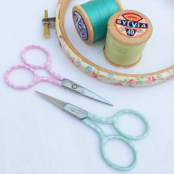 Pink and Turquoise Polka Dot Embroidery Scissors - StitchKits Crafts