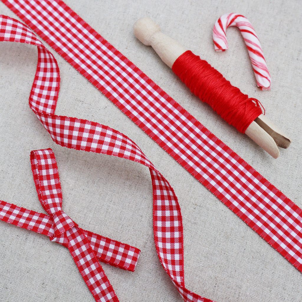 Red Gingham Ribbon - StitchKits Crafts