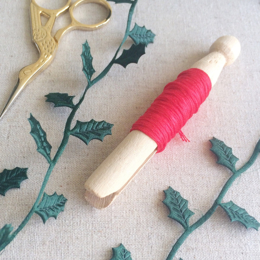 Satin Cutout Holly Leaf Ribbon - StitchKits Crafts
