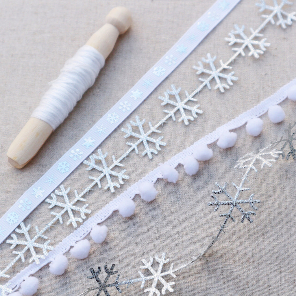 Cutout Silver Snow Flake Ribbon Collection - StitchKits Crafts