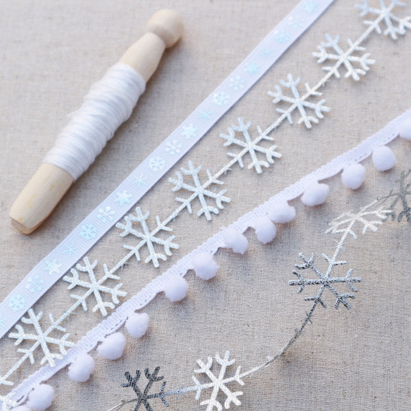 Cutout Silver Snow Flake Ribbon Collection - StitchKits Crafts