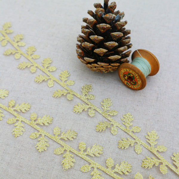 Gold Lame Cutout Oak Leaf Ribbon - StitchKits Crafts