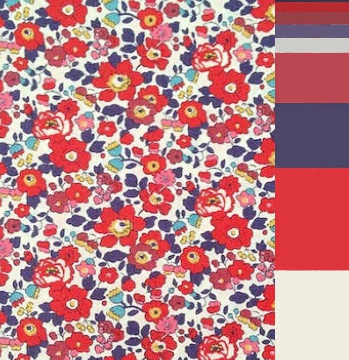 Red 'Betsy Ann' Liberty's of London colour swatch- StitchKits Crafts
