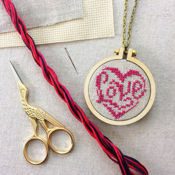 Stitch your Own Heart Pendant. Heart Cross Stitch Kit. - StitchKits Crafts