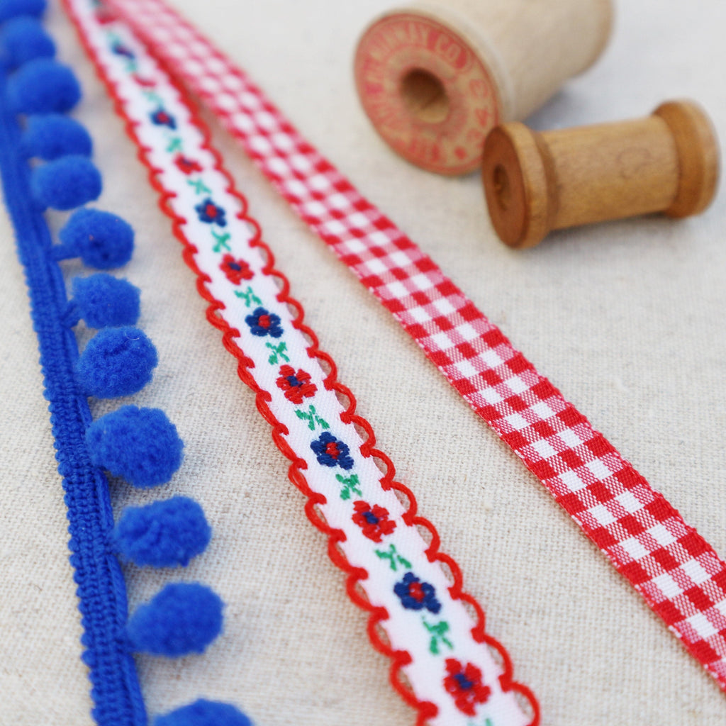 Pretty Flower Red and Blue Ribbon Collection - StitchKits Crafts