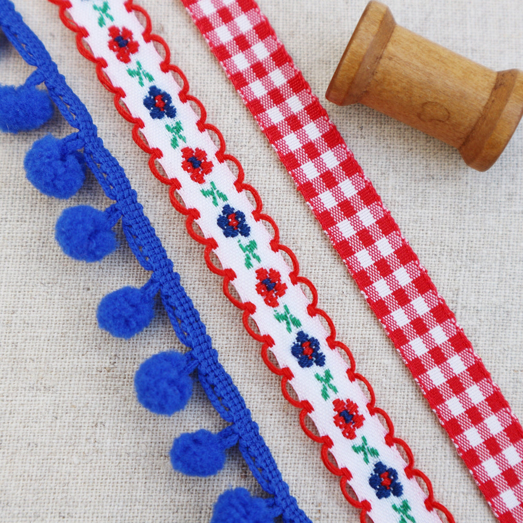 Pretty Flower Red and Blue Ribbon Collection - StitchKits Crafts