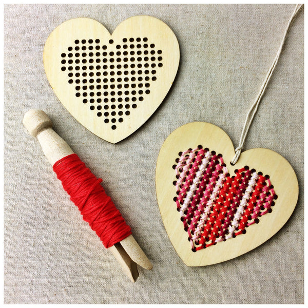 Wooden Heart Cross Stitch Blanks - StitchKits Crafts