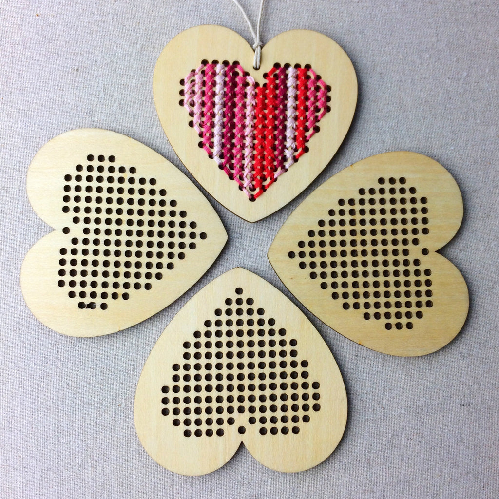 Wooden Heart Cross Stitch Blanks - StitchKits Crafts