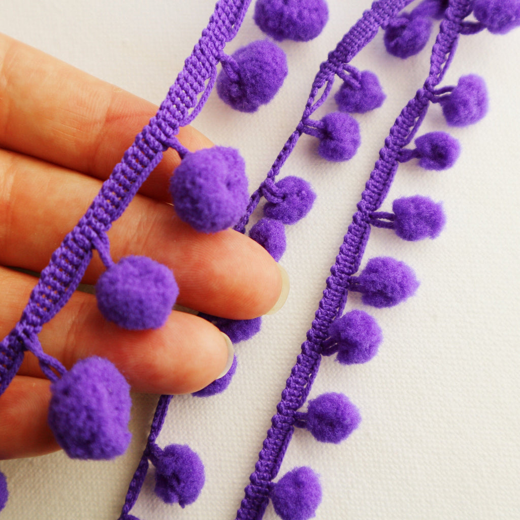 Royal Purple Pom Pom Trim. - StitchKits Crafts