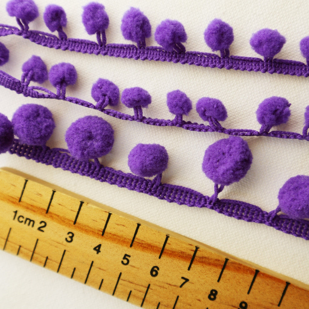 Royal Purple Pom Pom Trim. - StitchKits Crafts