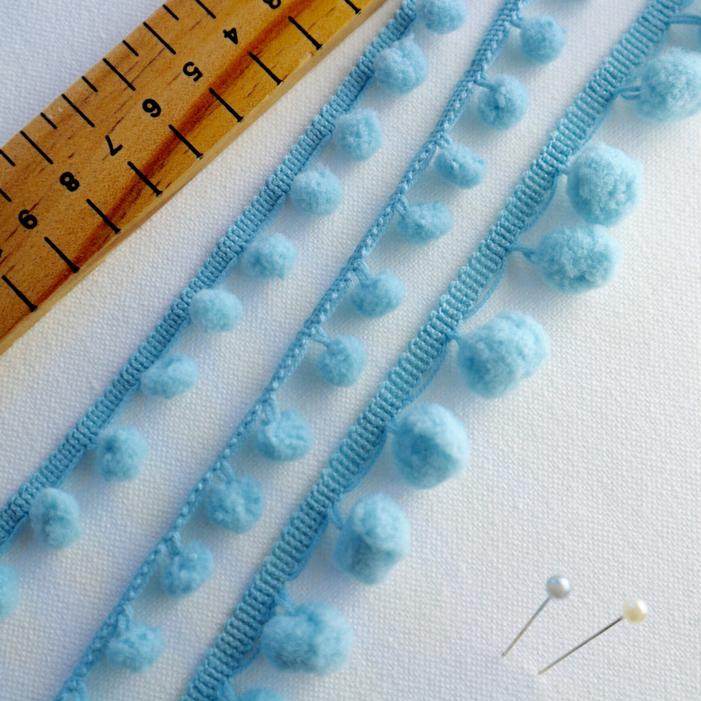 Pale Blue Pom Pom Trim - StitchKits Crafts