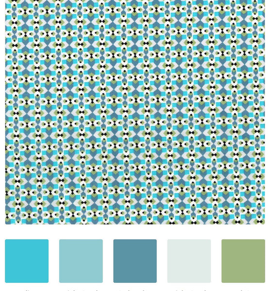 Turquoise 'Tempo' Liberty Fabric Tana Lawn Wrapped Embroidery Hoops - StitchKits Crafts