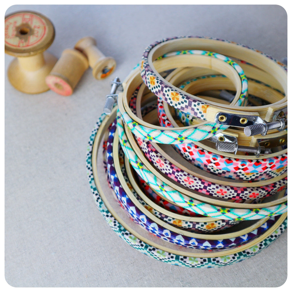 Purple 'Smoock' Liberty Fabric  Tana Lawn Covered Embroidery Hoops - StitchKits Crafts