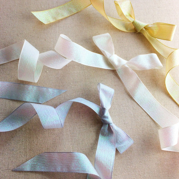 Iridescent Ribbon Collection. 25 mm Sparkly craft Ribbon. Wedding Ribbon. Party Ribbon. Gold Iridescent Ribbon, Silver Iridescent Ribbon - StitchKits Crafts