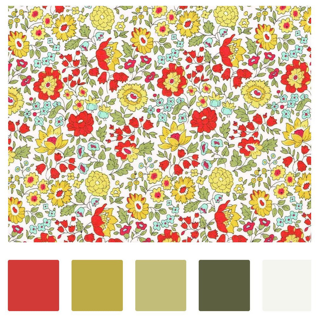 Gold and Yellow Floral Liberty Fabric Tana Lawn Covered Embroidery Hoops - StitchKits Crafts