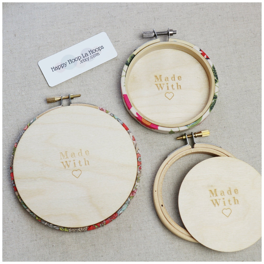 3 inch Wooden  Hoop Backs, set of three - StitchKits Crafts