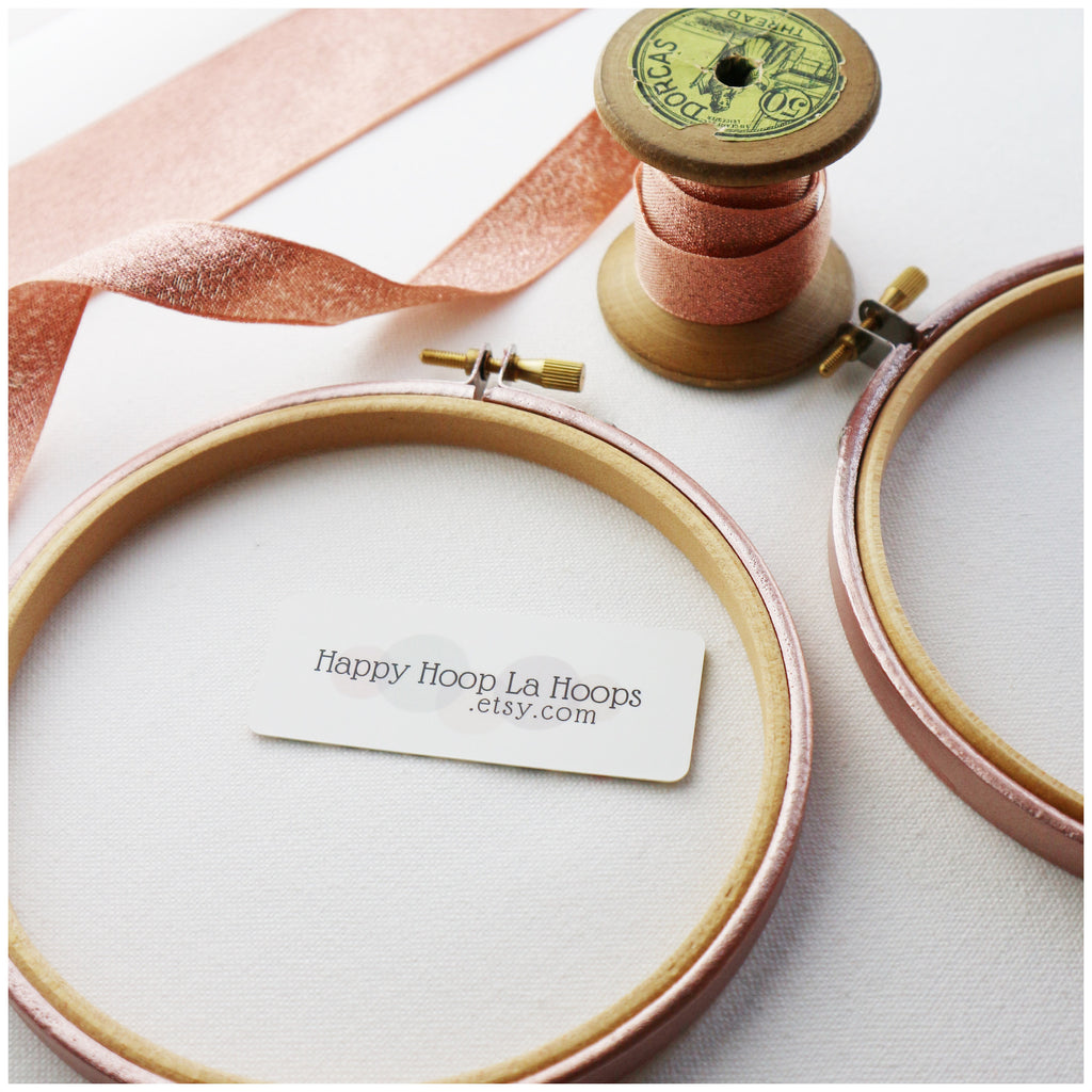 Metallic Rose Gold Painted Embroidery Hoops - StitchKits Crafts
