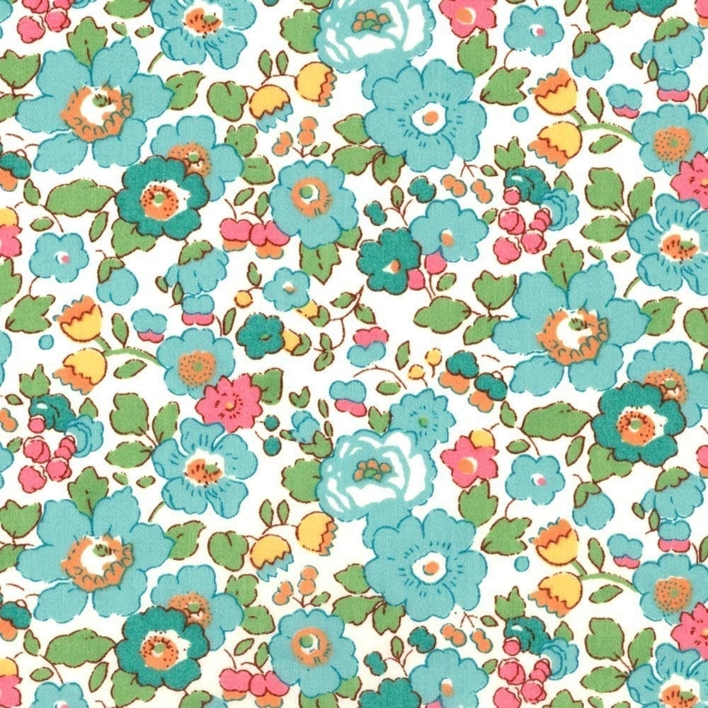 Turquoise 'Betsy D' Liberty Tana Lawn Fabric Covered Embroidery hoops - StitchKits Crafts