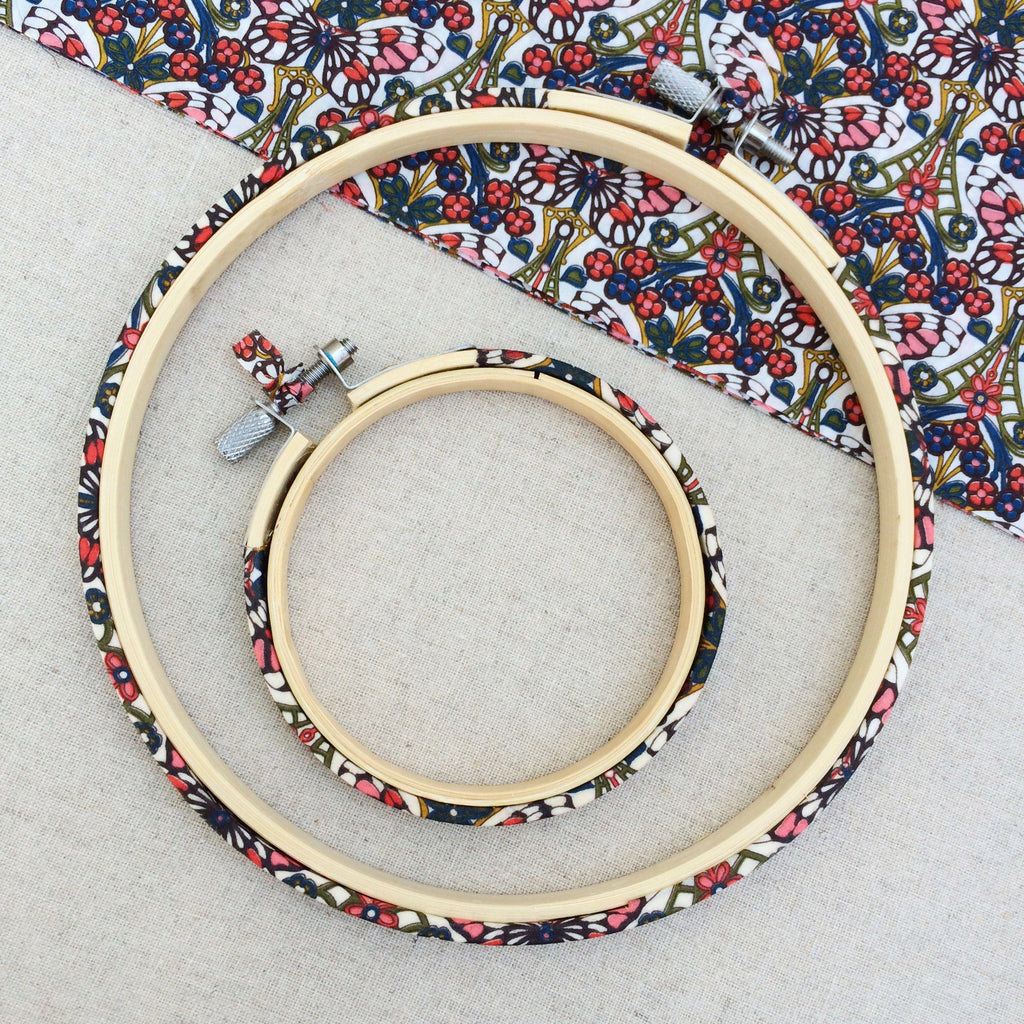 William Morris Butterfly  Liberty Tana Lawn Fabric Covered Embroidery Hoops - StitchKits Crafts