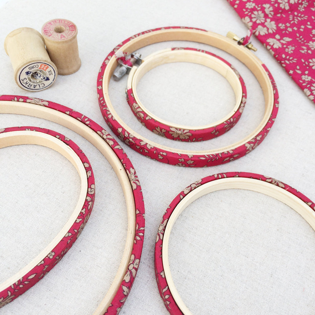 Mustard Capel Liberty Tana Lawn Fabric Covered Embroidery Hoops - StitchKits Crafts