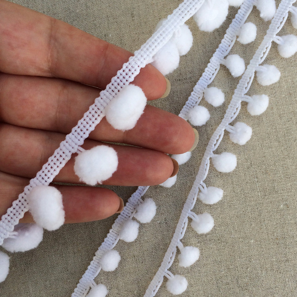 White Pom Pom Trim. - StitchKits Crafts