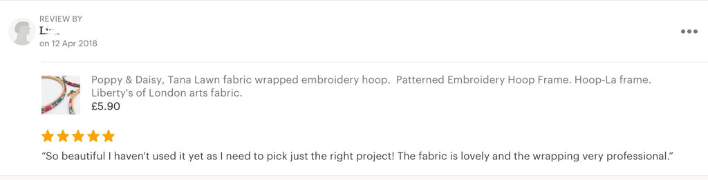 Red and Green Poppy & Daisy Liberty Tana Lawn Fabric Wrapped Embroidery Hoops - StitchKits Crafts