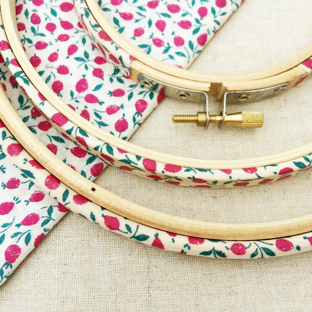 Magenta 'Ed B' Liberty Fabric Tana Lawn Wrapped Embroidery Hoops - StitchKits Crafts