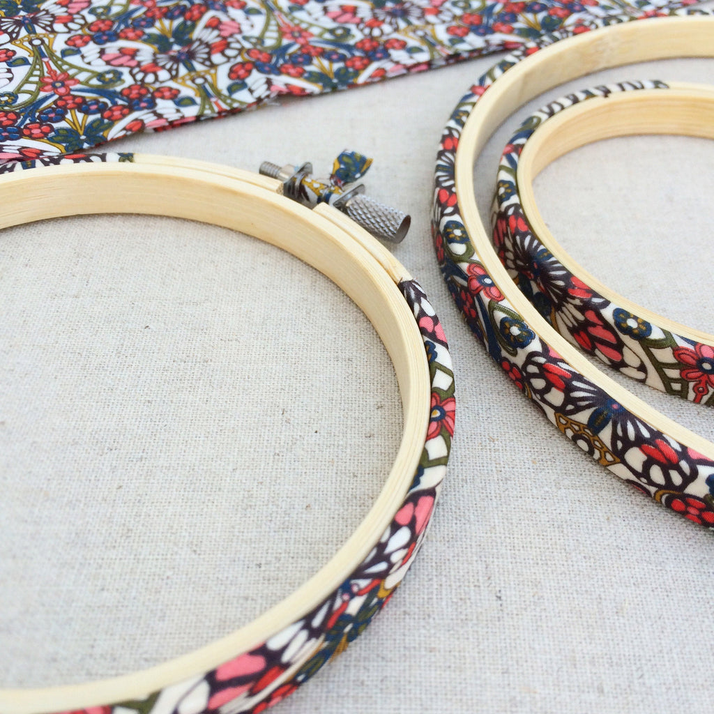 William Morris Butterfly  Liberty Tana Lawn Fabric Covered Embroidery Hoops - StitchKits Crafts