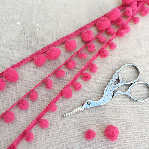 Raspberry Pink Pom Pom Trim - StitchKits Crafts