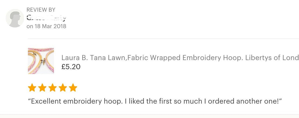 Black 'Laura B' Liberty  Tana Lawn Fabric Wrapped Embroidery Hoops - StitchKits Crafts