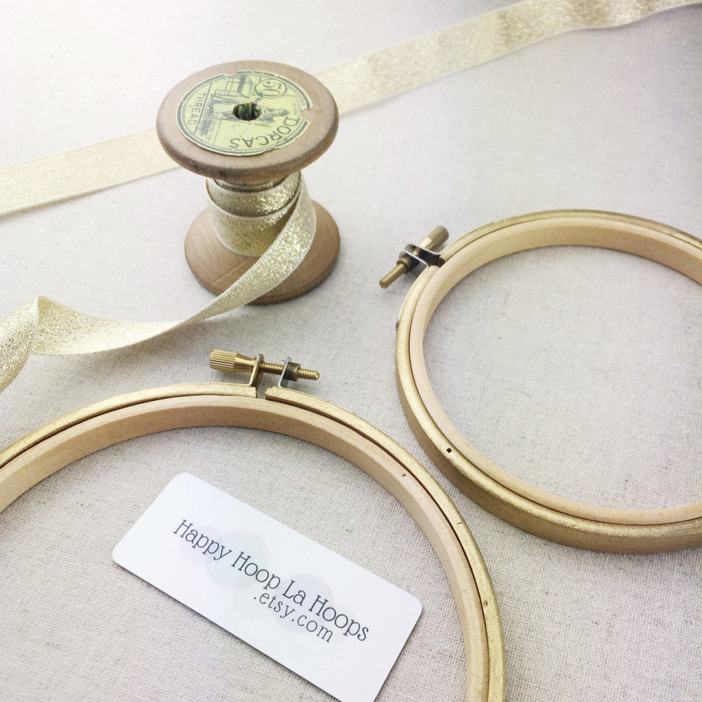 Metallic Gold Painted Embroidery Hoops - StitchKits Crafts
