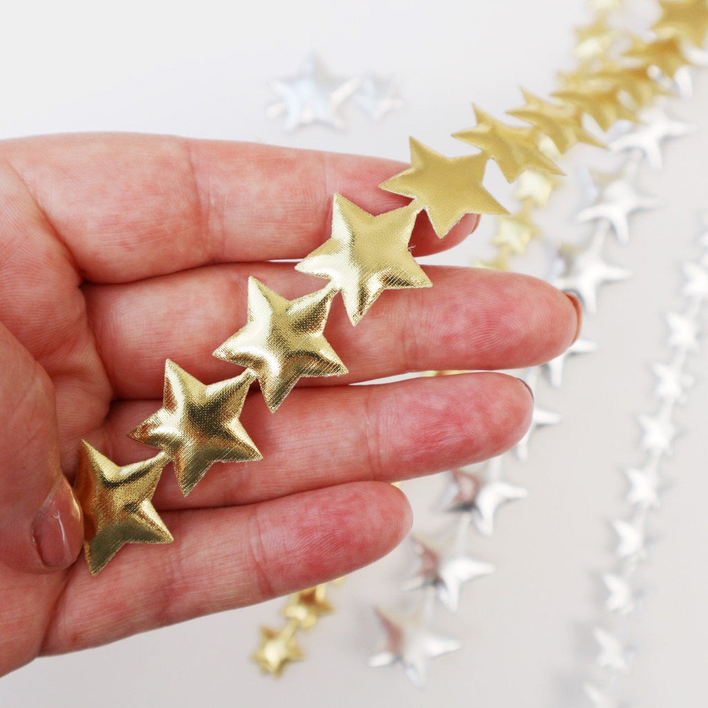Gold & Silver Metallic Star Ribbon - StitchKits Crafts