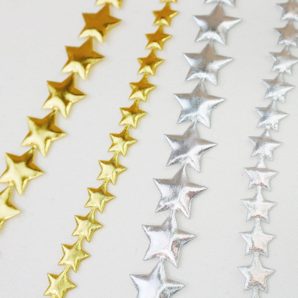 Gold & Silver Metallic Star Ribbon - StitchKits Crafts
