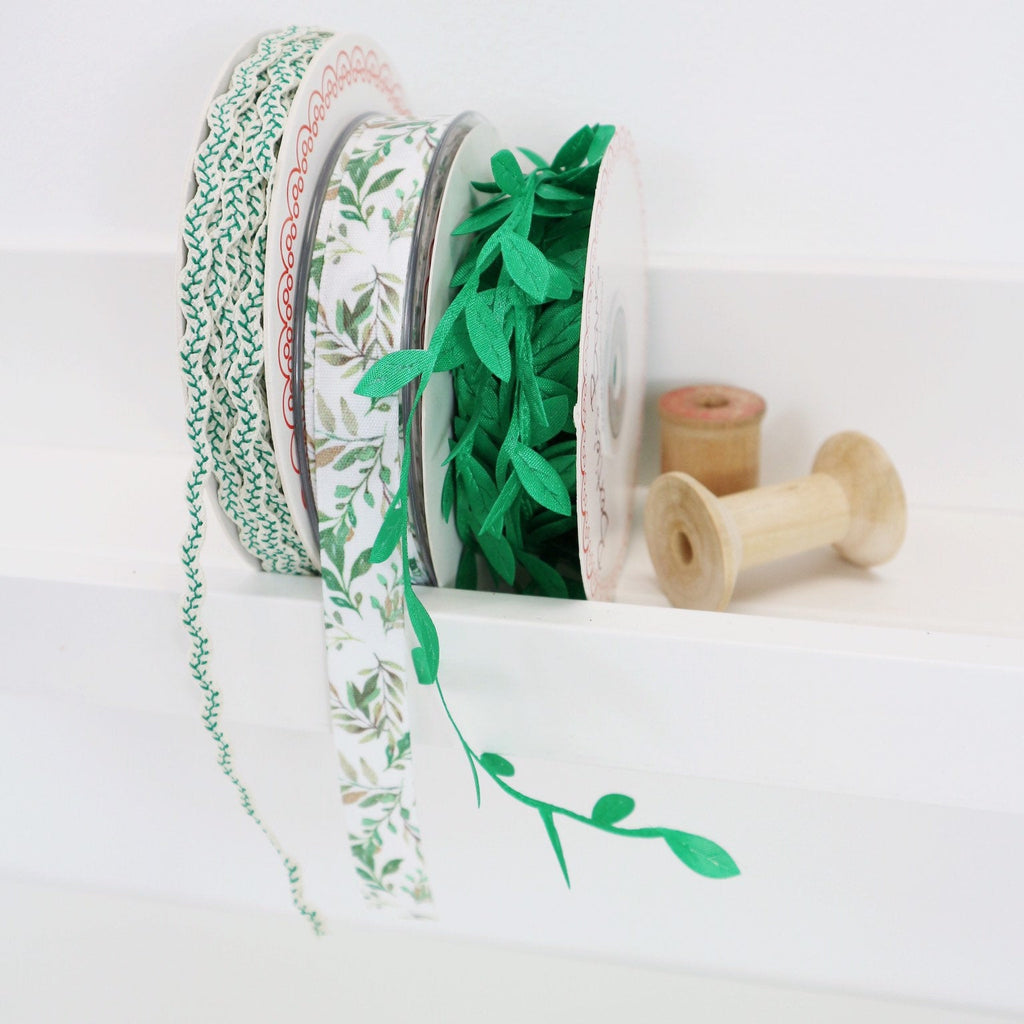 Green Vine Leaf Ribbon Collection - StitchKits Crafts