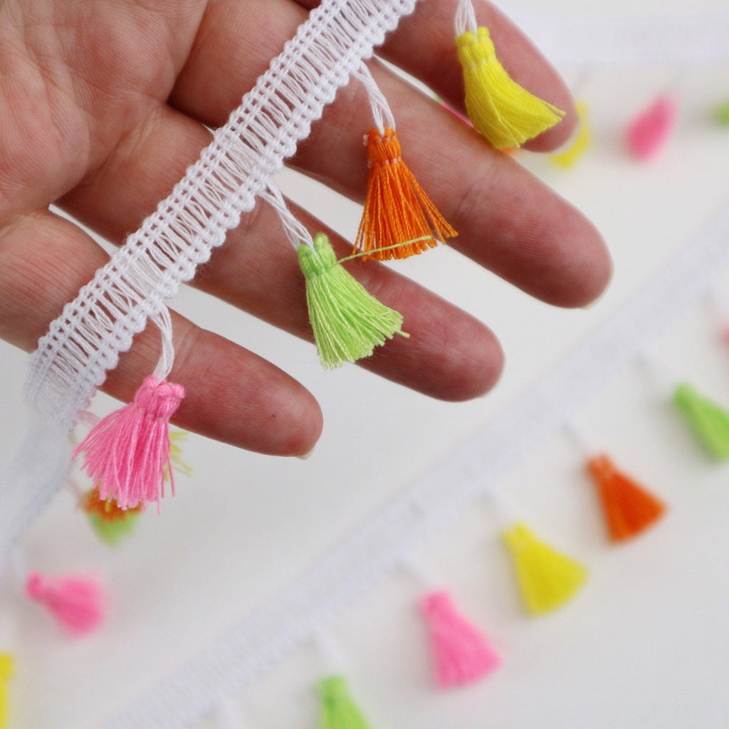 Multi coloured, Neon Tassel Trim - StitchKits Crafts